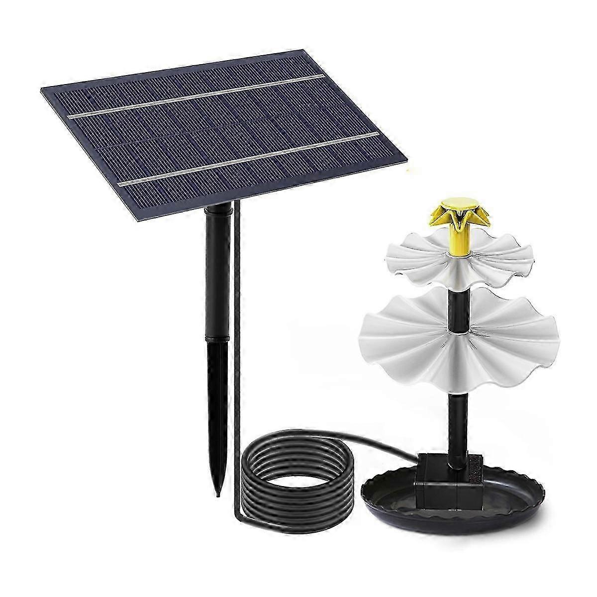 3 Tiered Bird Bath with Solar Pump,DIY Solar Fountain Detachable and Suitable for Bird Bath, Garden