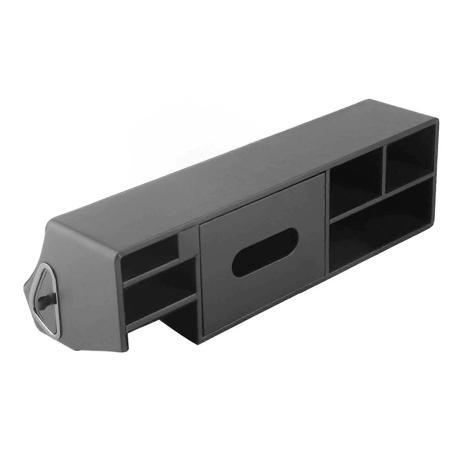 Behind Screen Storage Box Organizer for Model Y 3 2021-2023 Solid Wood & Leather