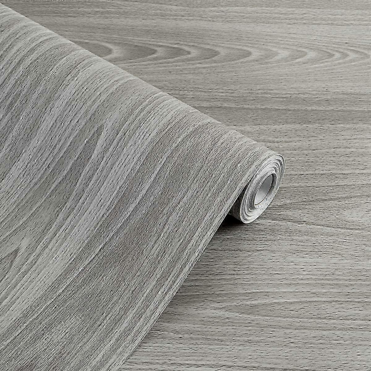 Wood Grain Self-Stick Film for Countertops, Cabinets, Walls, Tables, and Doors (Gray, 45cm Width)