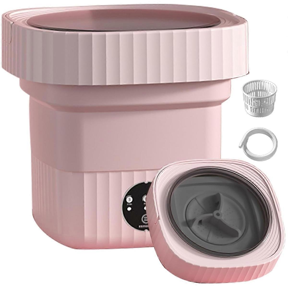 6L Mini Washer with Drain Basket Foldable Washing Machine for Apartment Dorm Trave for Deep Cleaning Underwear B EU Plug