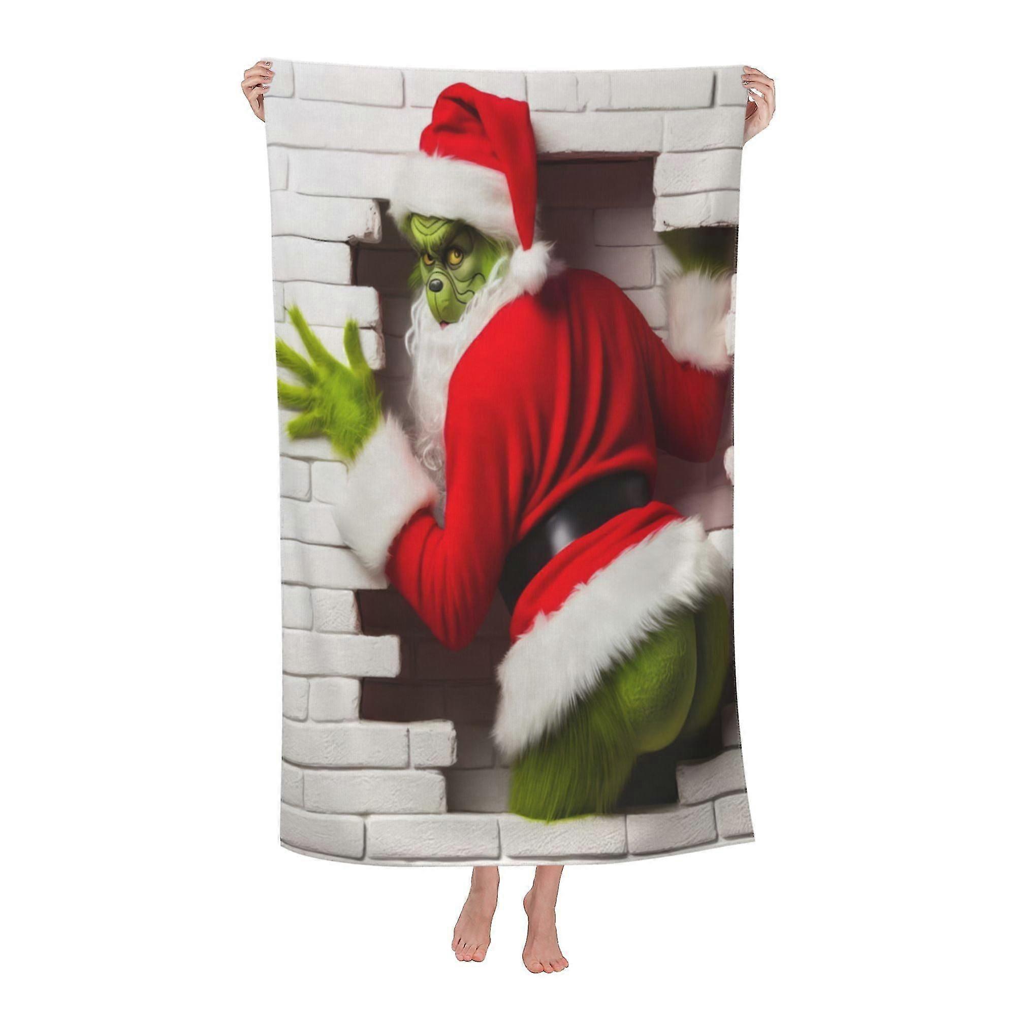 The Grinch Beach Towel, Large Microfiber Bath Towel #copf