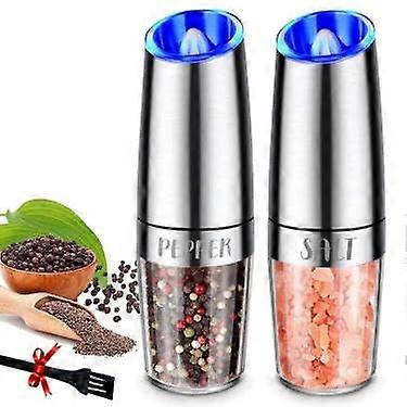 Salt and Pepper Grinder Set 2pc Adjustable Coarseness Black with Blue LED Light Kitchen Accessories