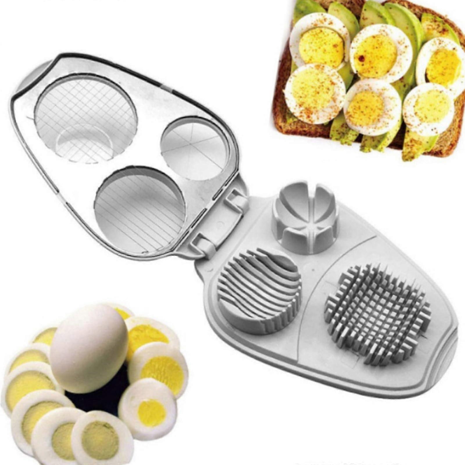 3-in-1 Egg Slicer – Stainless Steel Wire Cutter for Hard Eggs, Boiled Kiwi, Strawberry – ABS Base, Easy Clean (20x14.5x8cm, White)