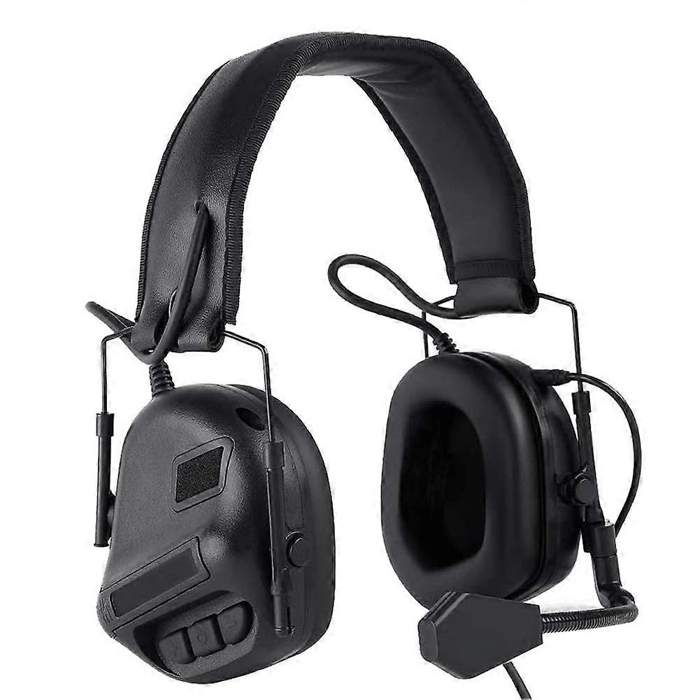 Tactical Headset Wargame Hunting Headphone Black Lightweight Design Adjustable Fit No Noise Cancellation