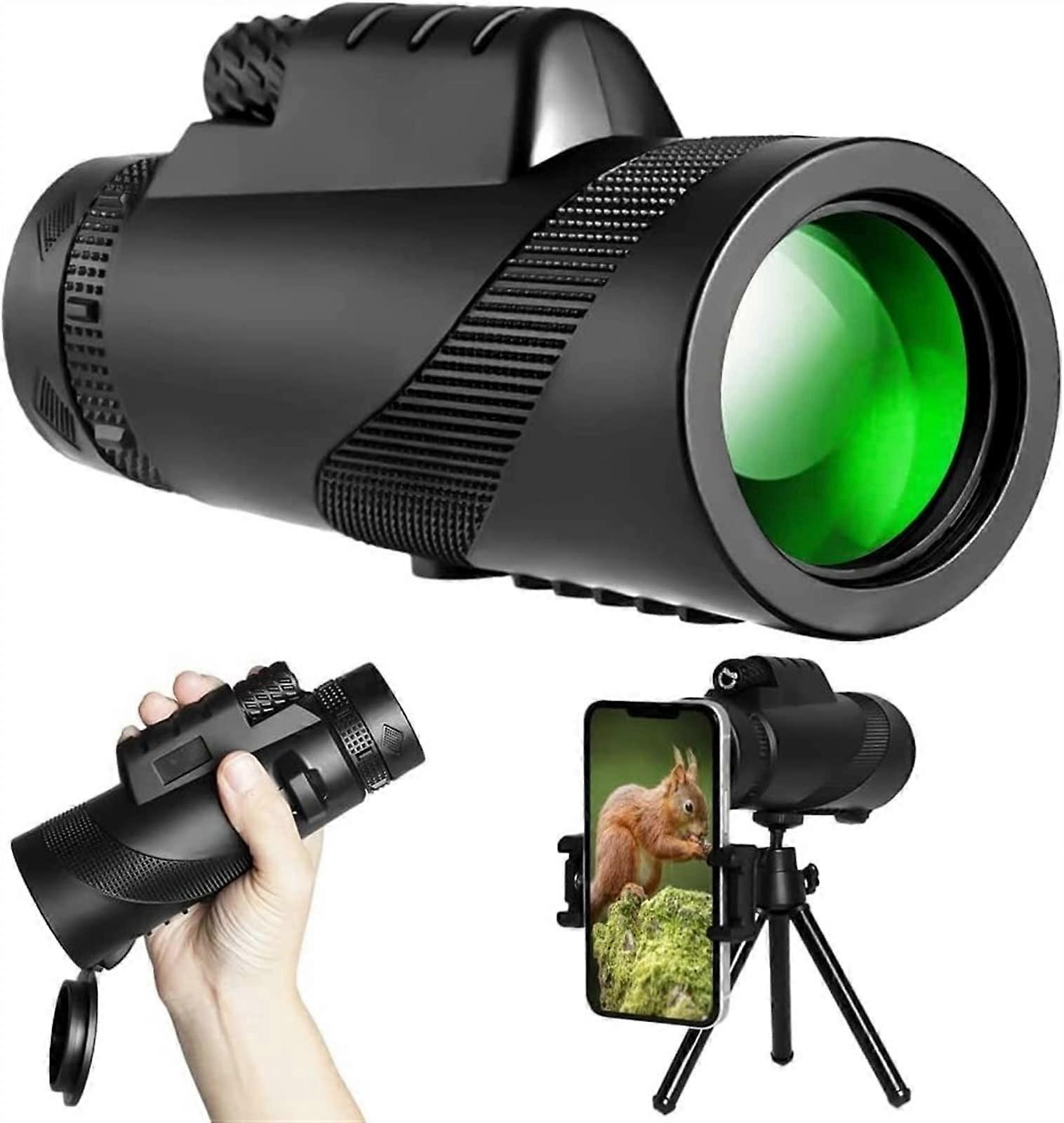 50X60 Monocular Telescope with Smartphone Holder & Tripod, High Definition Portable Viewing for Adults