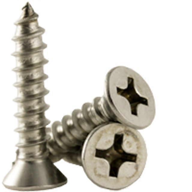 1211 x 2 1/2' SelfTapping Screws, Phillips Flat Head, Type A, 188 Stainless Steel A2, Fully Threaded (50 Pack)