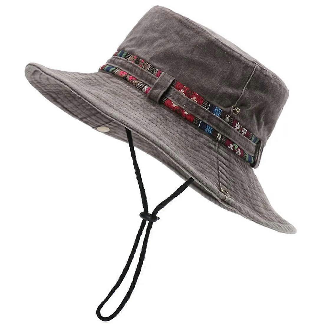 Fashion Cotton Boonie Sun Hat for Women Men Fishing Hiking Bucket Hat Floral Ribbon Outdoor Beach Hat