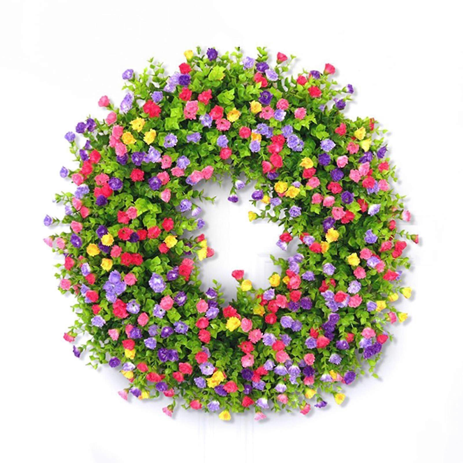 Spring Wreath with Simulation Flowers for Home and Thanksgiving