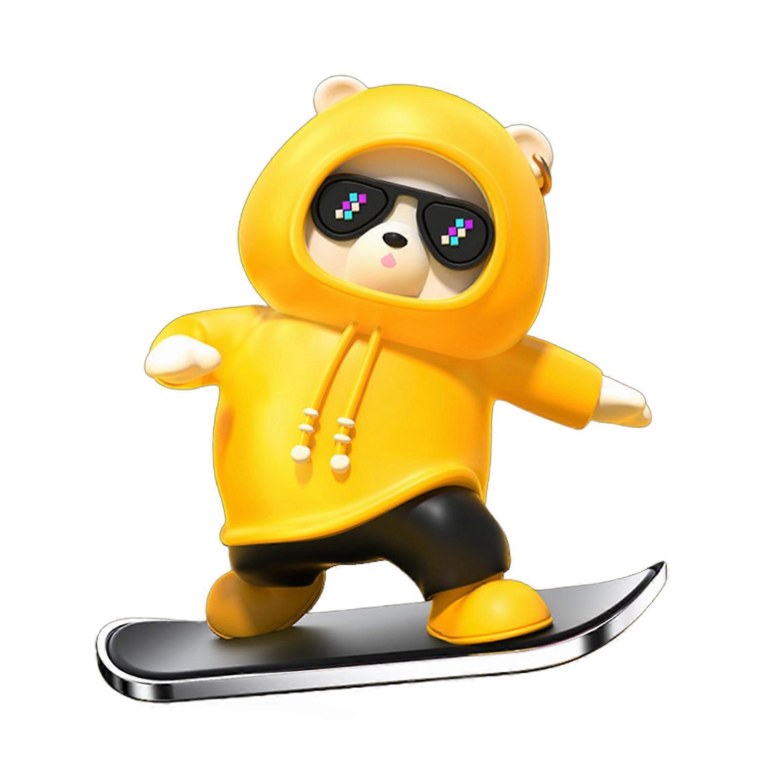 Car Dashboard Decorations Dashboard Skating Bear Screen Slide Decorations Console Screen Slide Toy for Car Interiors