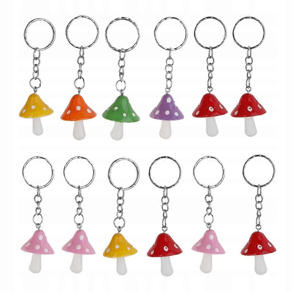12pcs résine champignons pendentif porte-clés