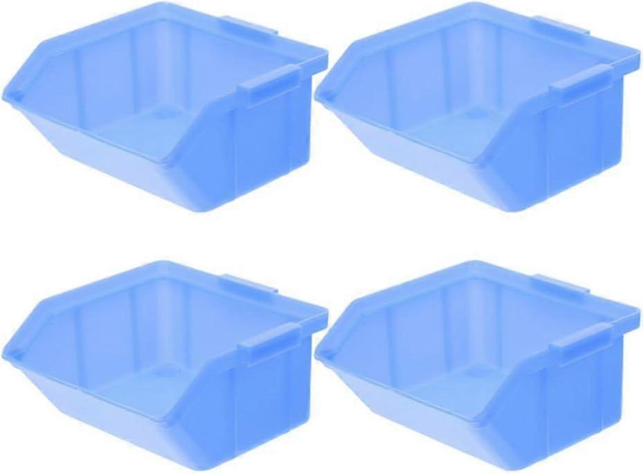 4Pcs Plastic Nesting Shelf Hanging Bin Box Stackable Storage Organizer Bin Warehouse Tools Parts Container For Refrigerator Kitchen Cabinet