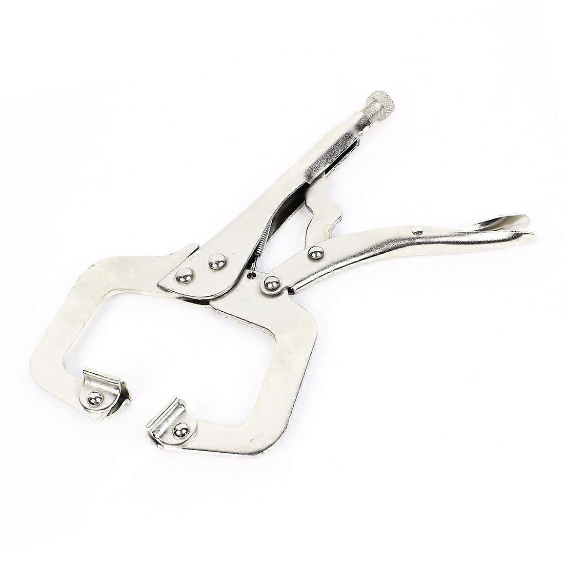 Silver Tone Pliers Adjustable Spring Loaded C Type Clamp Vise Grip Locking Welding Pliers SideCutting Pliers 11' Length