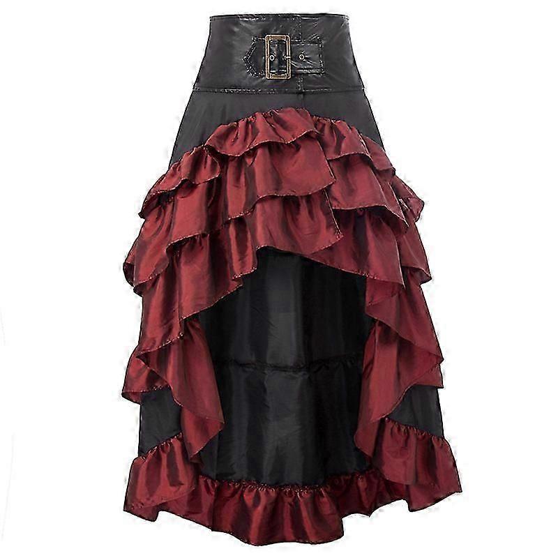 Womens Steampunk Gothic Skirt High Low Ruffle Victorian Skirt