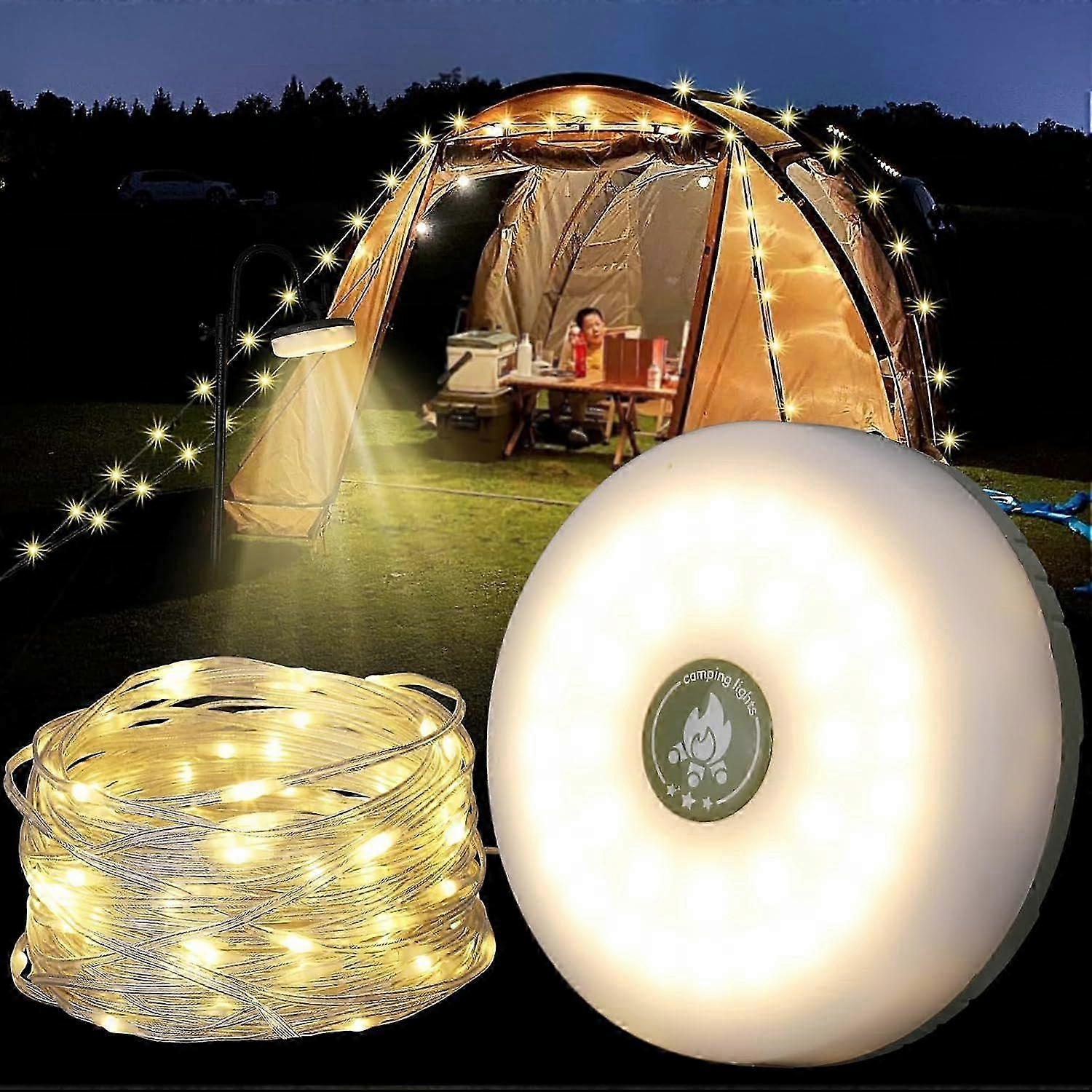 Camping String Lights, Outdoor String Lights Rechargeable String Light Camping, Waterproof Portable USB Camping Lights for Yard,Party 32.8ft