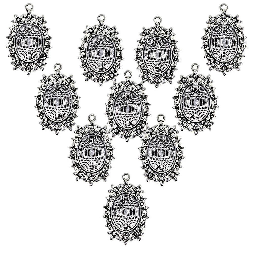 10pcs oval Pendant Trays, Cabochon Base Setting Blank Bezel Frame