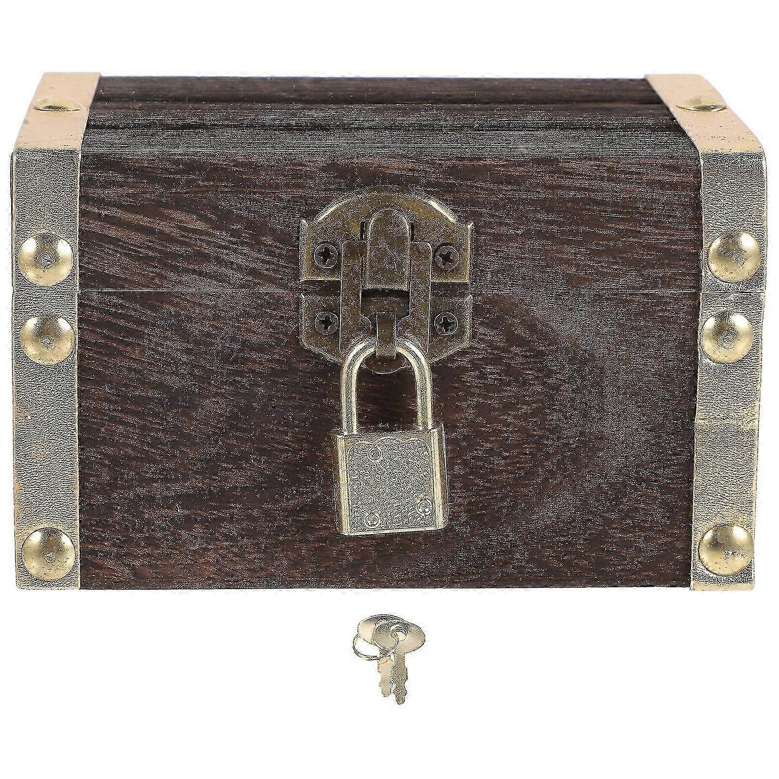 1 Set Multi-function Treasure Box With Key Vintage Treasure Chest Small Pirate Storage Box-Good