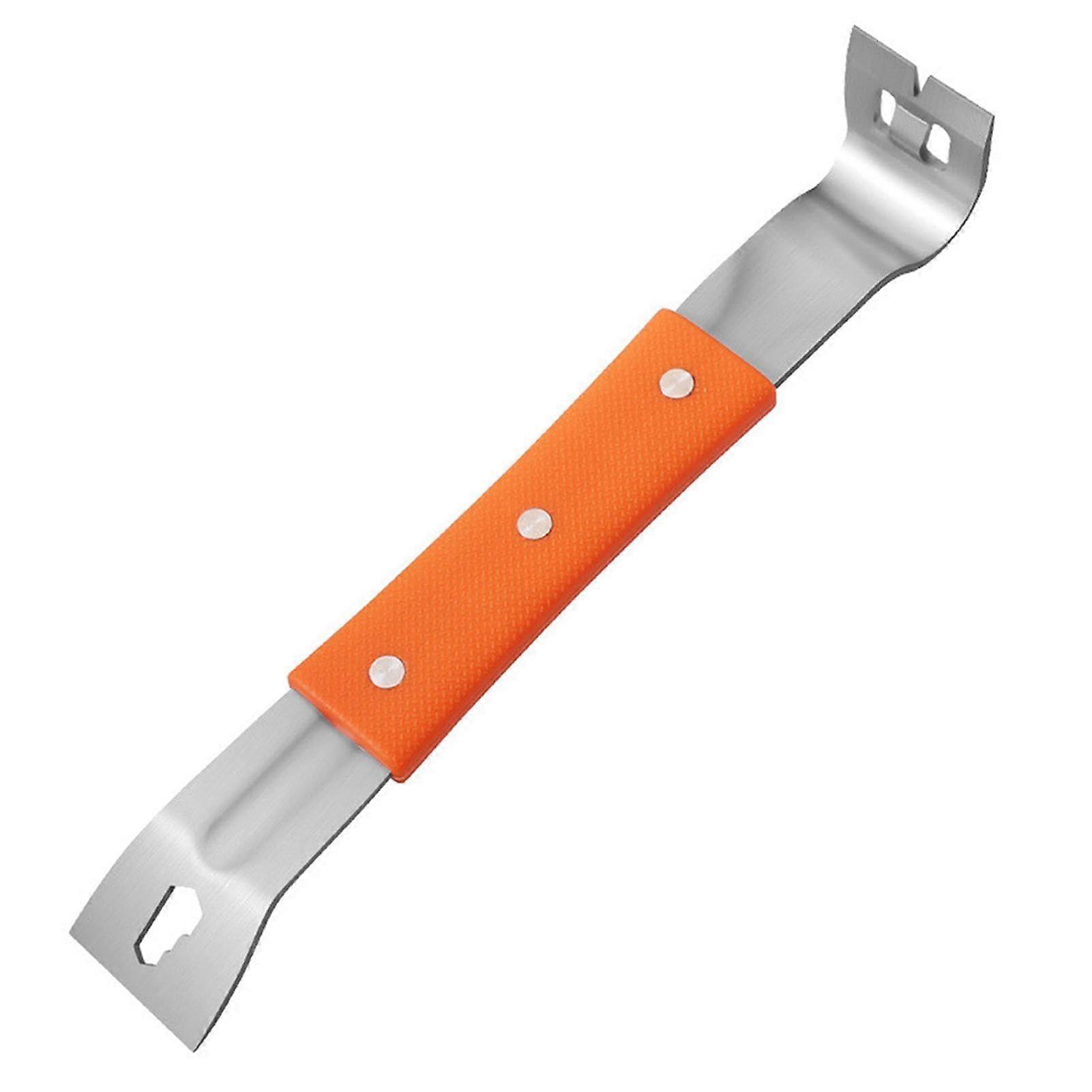 Pry Bar Nail Remover Tool | Rubber Grip Flat Bar Stainless Steel Crowbar for Baseboard and Home Carpentry