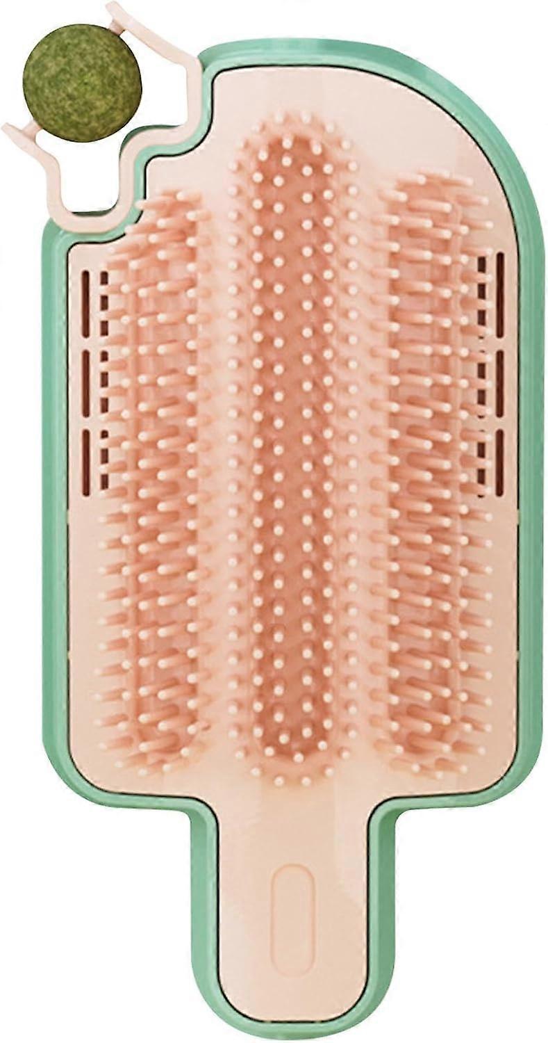 Catnip Toys for Indoor Cats 2 Pack with Wall-Mounted Brush, Catnip Balls, 2-in-1 Self Groomer and Massager