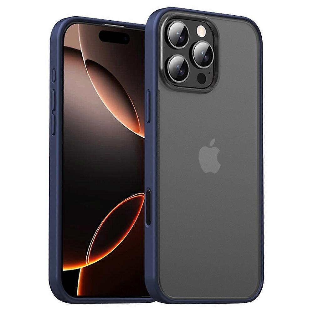 IPAKY For iPhone 16 Pro Shockproof Case PC + TPU Matte Phone Back Cover - Blue