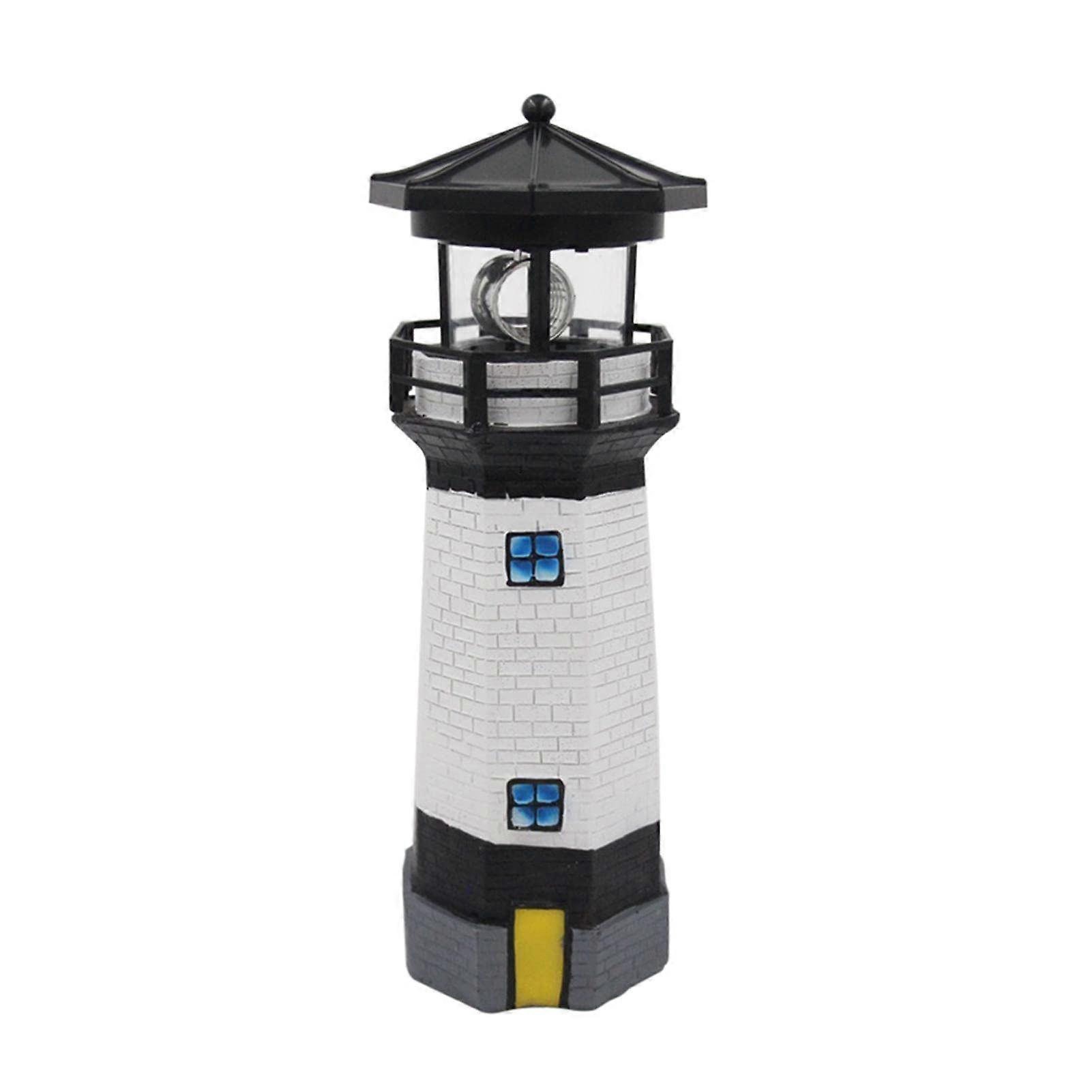 Solar Lighthouse, Indoor Outdoor Lighthouse Rotating with Beacon LED Lights, Decorative