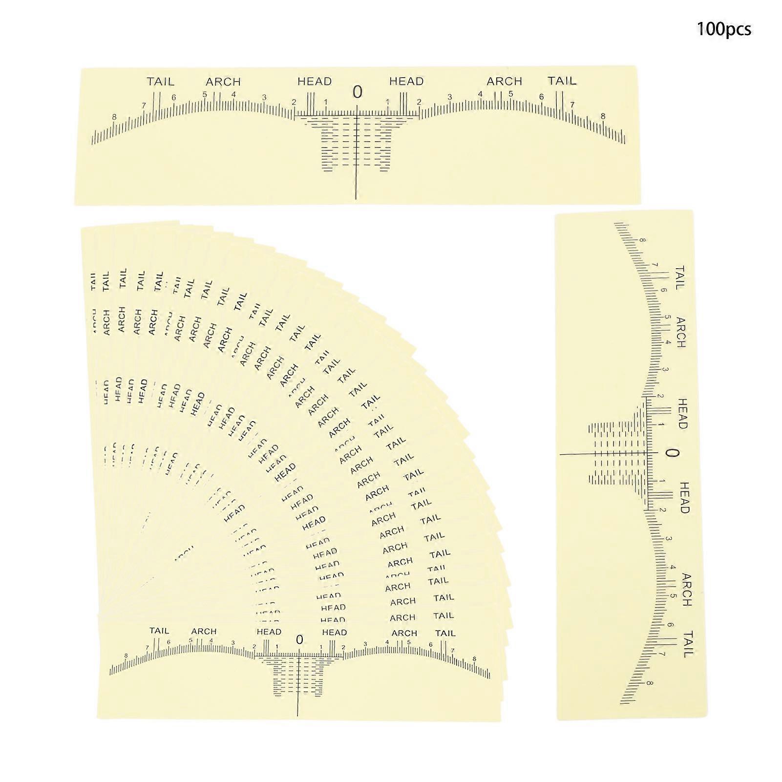 100 Pcs Sticker Universal Disposable Eyebrow Ruler Stencil with Precise Scale for Brow Design Microblading