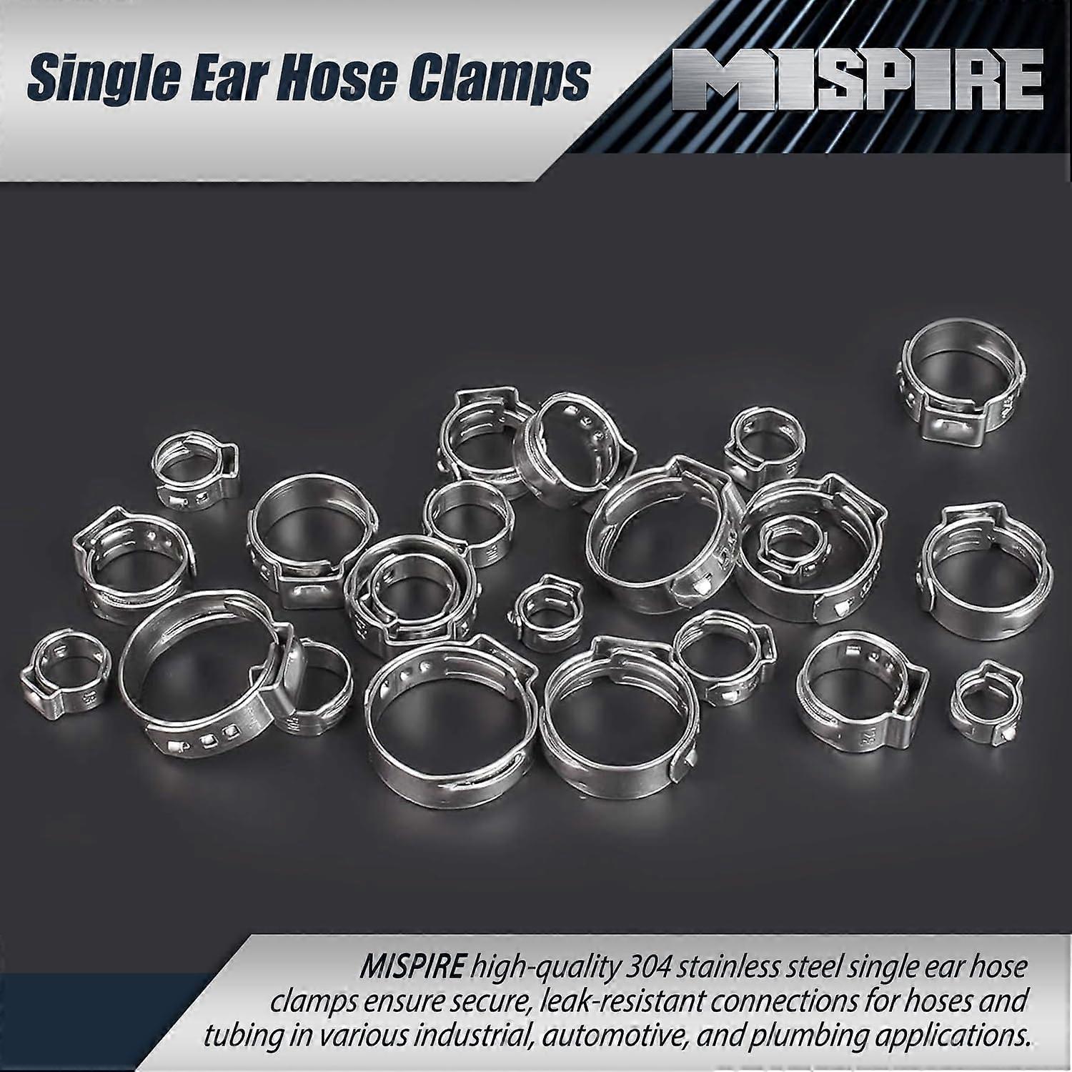 125-Piece 304 Stainless Steel Single Ear Hose Clamps – 7-21mm, 7 Sizes With Pincer, For Automotive & Pipe Securing
