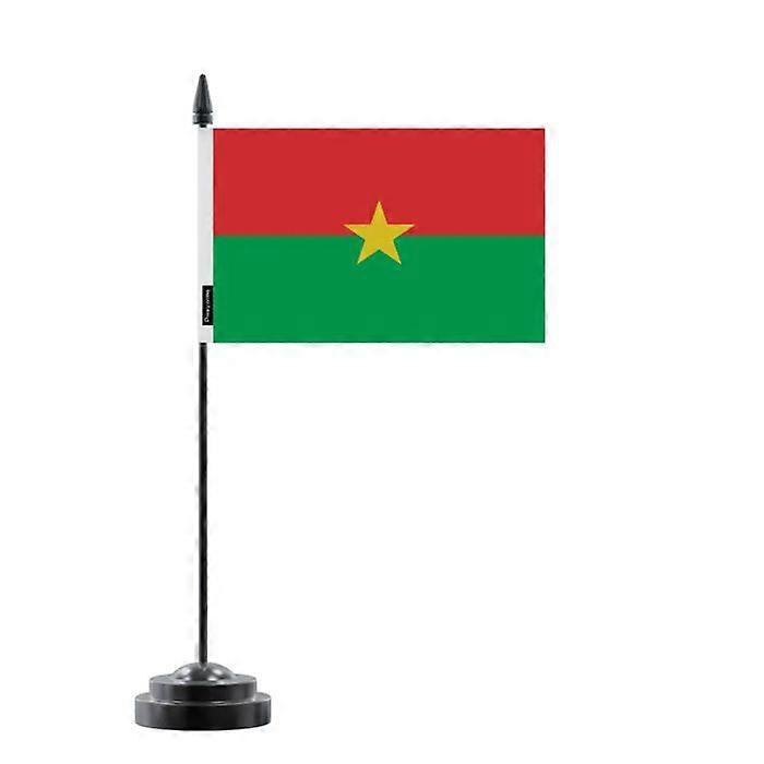 Table Flag of Burkina Faso – 14 x 21 cm – Polyester – Black Plastic Base