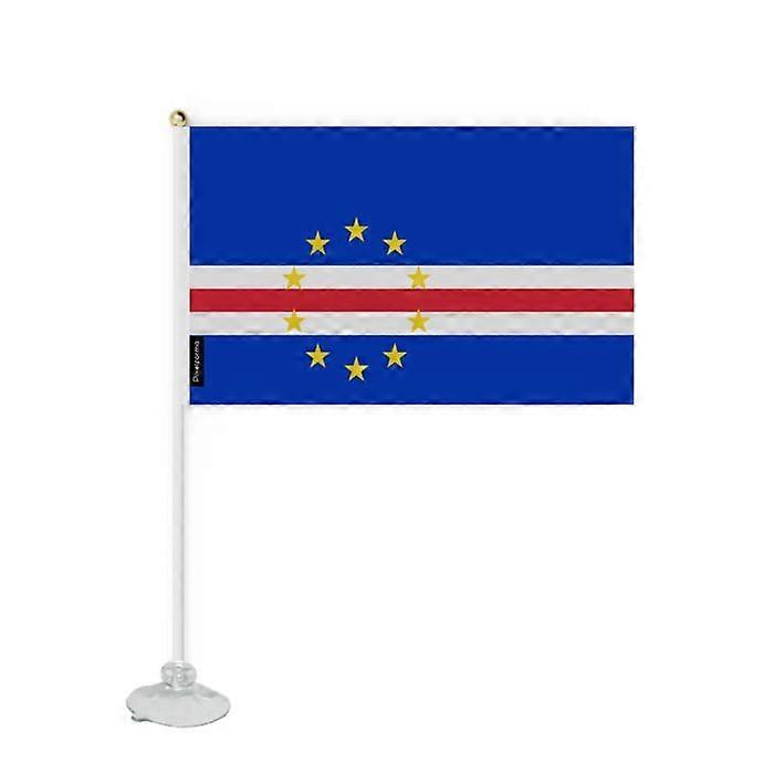 Flag - Cape Verde - Mini Suction Cup Flag - 14 x 21 cm - Polyester - Double-Sided Print