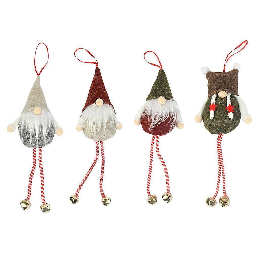 Christmas Tree Hanging Gnomes Ornaments Set of 4 Swedish Handmade Plush Gnomes