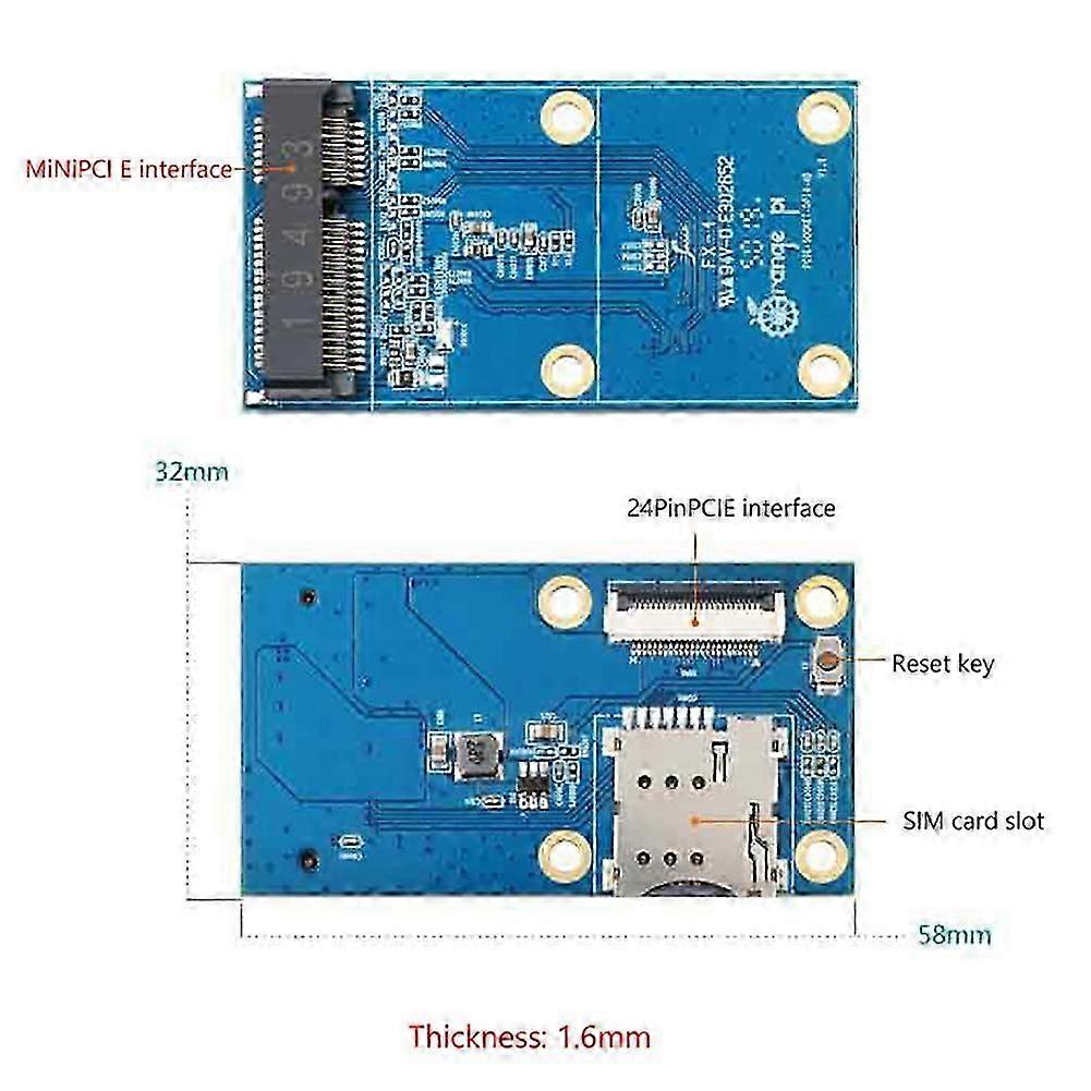 For 4B Expansion Board PCIE Socket Special Interface OPI4 to Mini PCIE Adapter Board