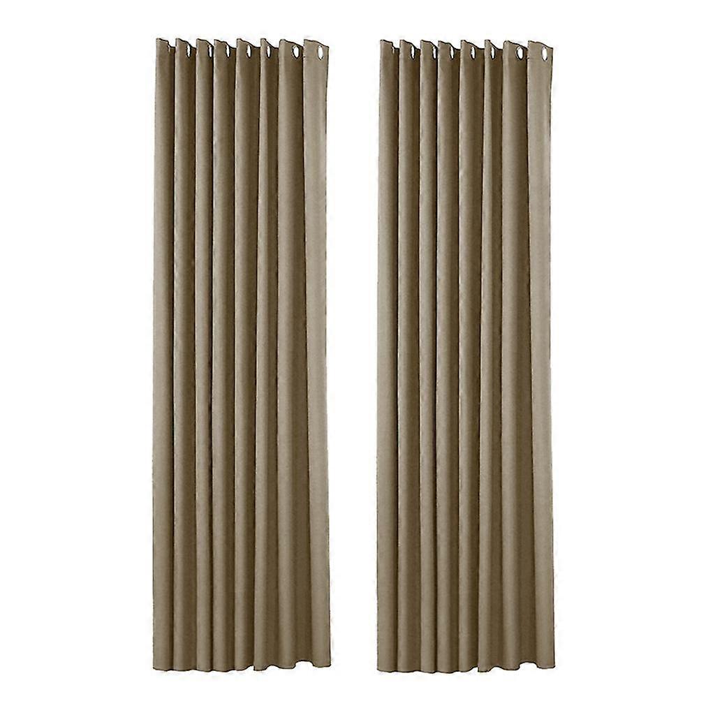 2pcs Solid Outdoor Window Curtain Sunlight Waterproof Drape Patio Decor