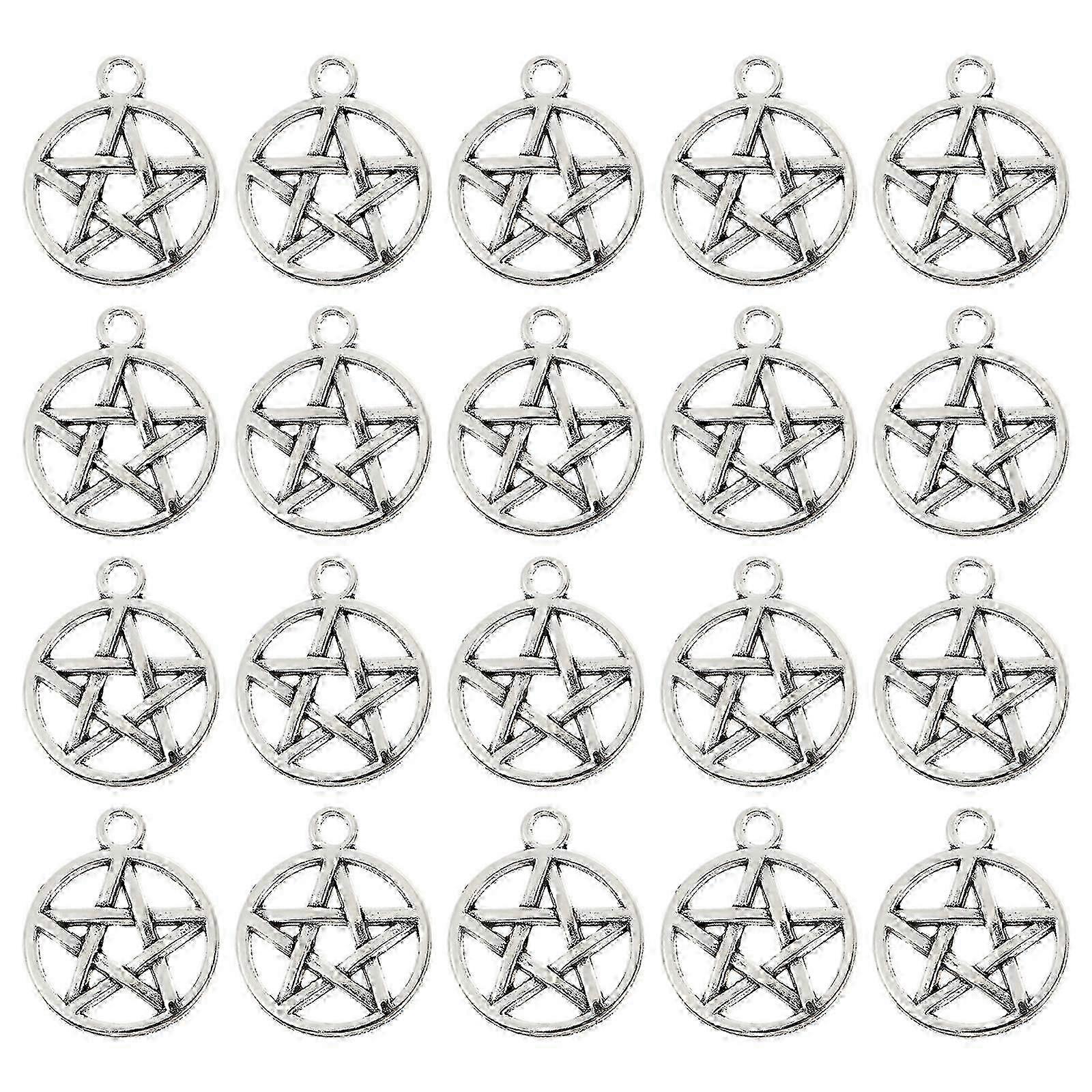 50 قطعة قرط رجل نجمة سحر نمط خماسي قلادة معدنية نجمة قلادة ساحرة سحر