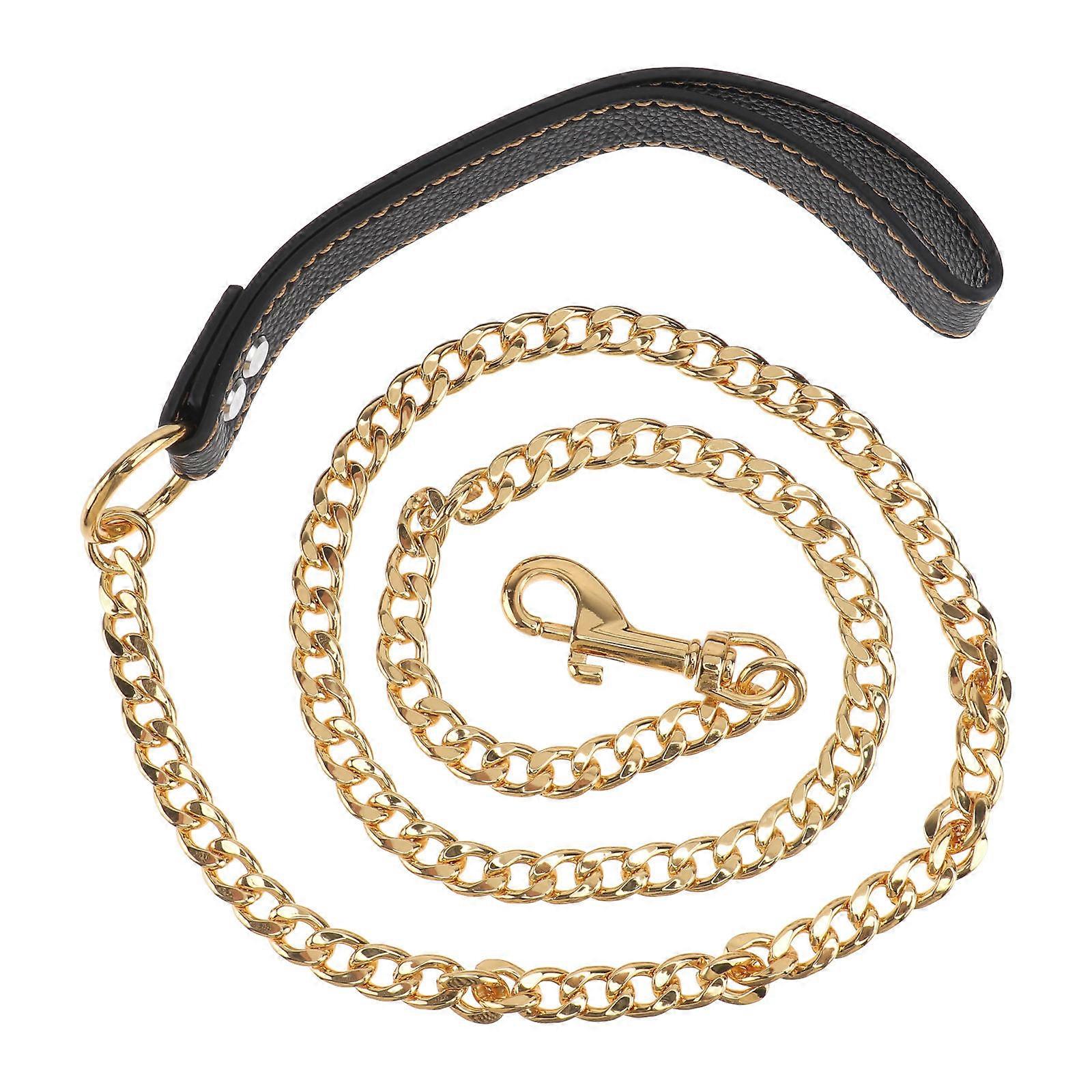 Golden Stainless Steel Dog Leash – Durable, Tangle Resistant Cable for Walking and Training Dogs and Puppies with Comfortable Grip