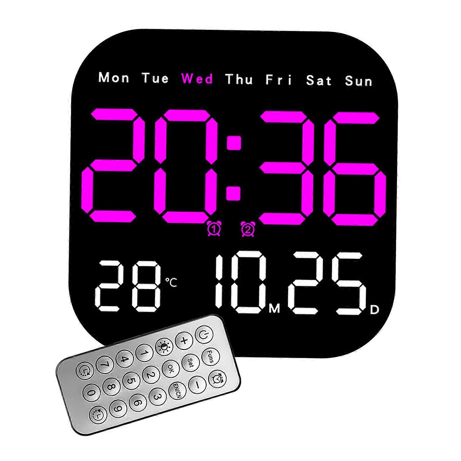 Digital Alarm Clock LED Display 10 Level Adjustable Light Electronic Calendar