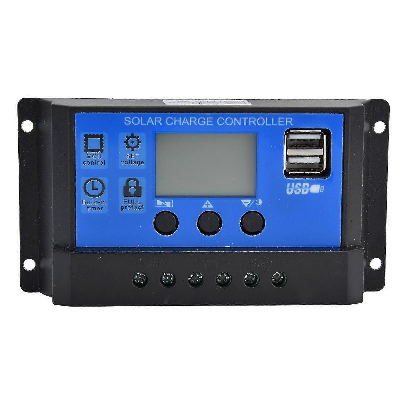 Solar Charge Controller LCD Display Dual USB Intelligent Control Regulator DC 12V24V30A