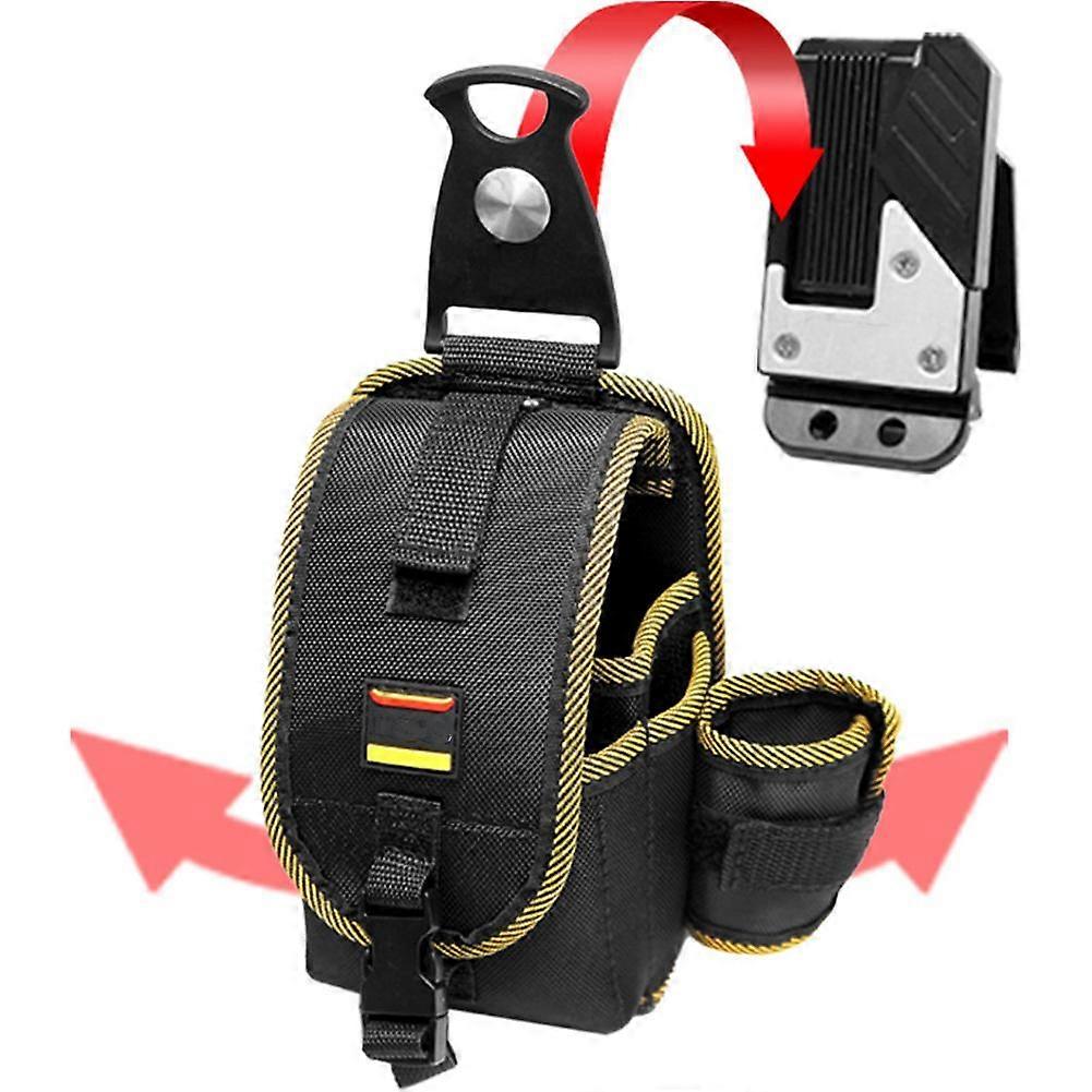 Black (A)$ Rotating quick-hanging instrument bag electrician waist bag portable multi-function maintenance electrician bag waist bag