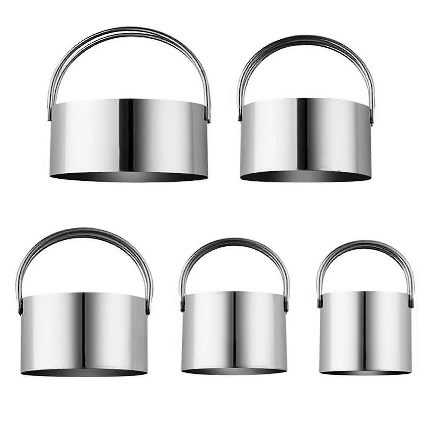 5 Pcs Biscuit Cutter with Handle - Stainless Steel Round Circle Donut