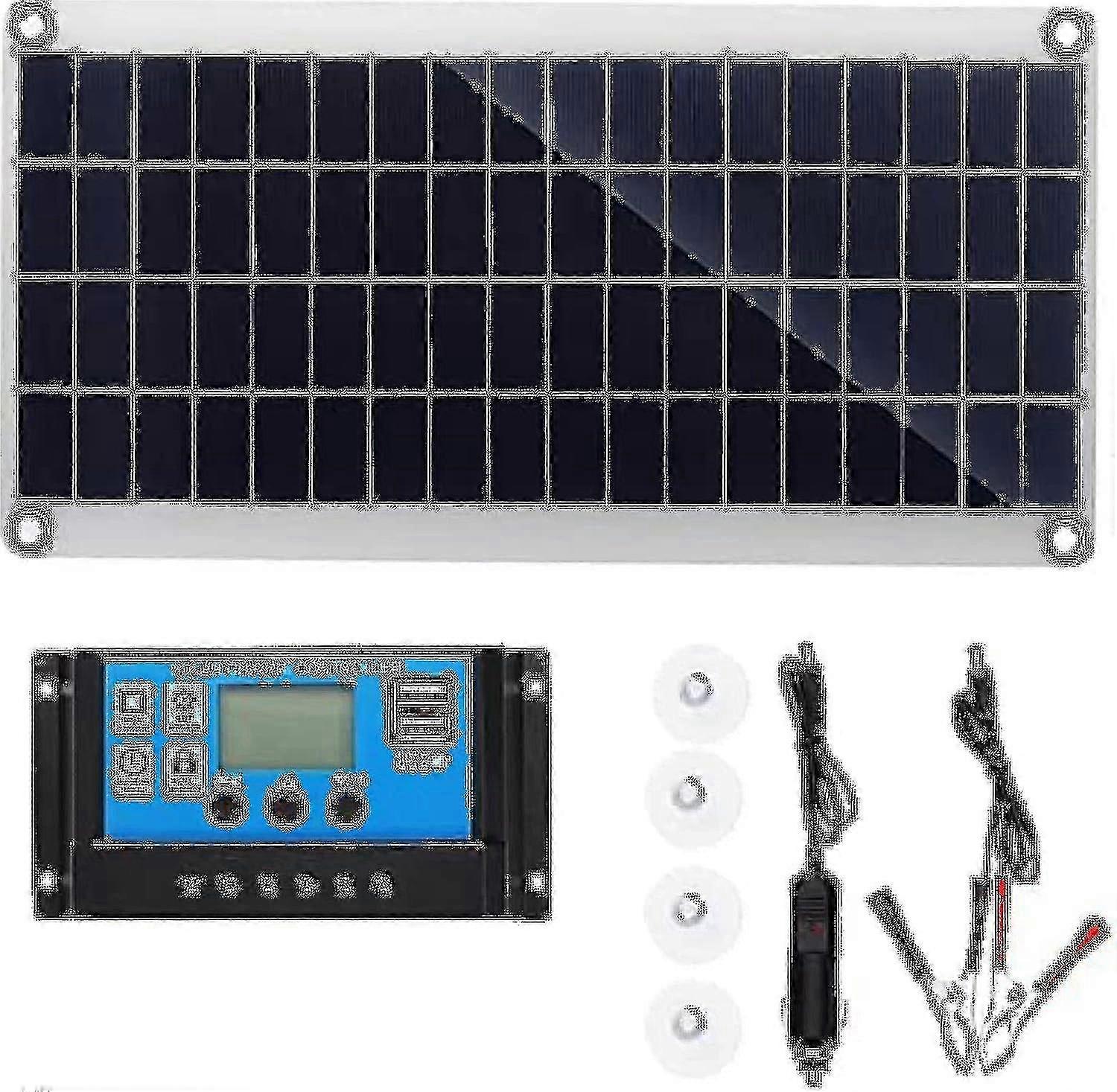 300W 12V Solar Panel Kit with Charge Controller - Off Grid Battery Charger System 10A-60A