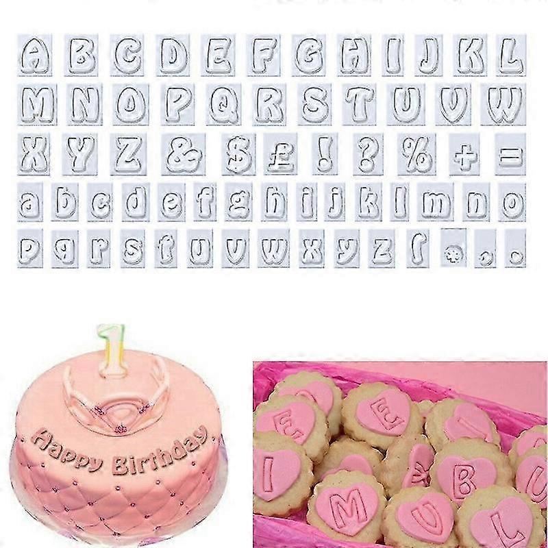 2025 (New arrival) 64 in 1 Plastic English Alphabet Symbol Cake Biscuit Mold Set
