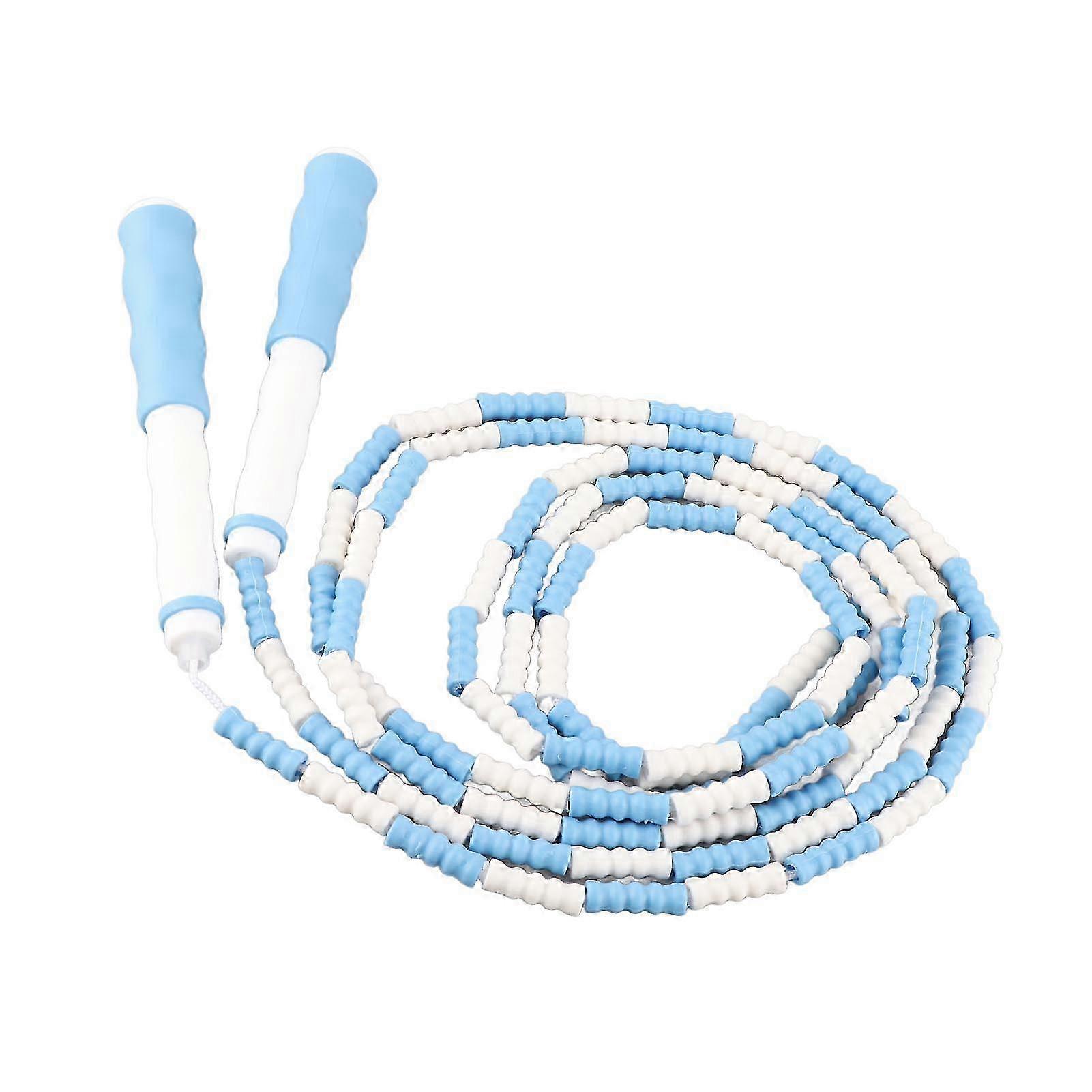 Adjustable Kids Blue Segmented Jumping Rope with Tangle-Free Beaded Design