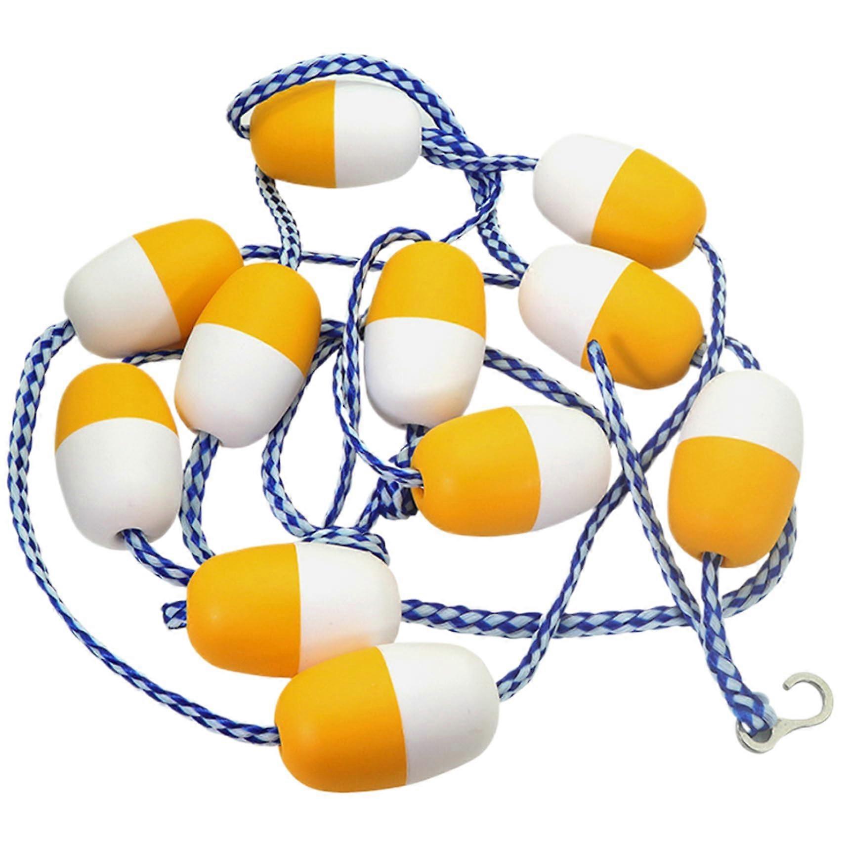 Pool Rope Float to Separate 16 Feet Pool with 11 Floats, 2 Hooks, Yellow White Safety Rope