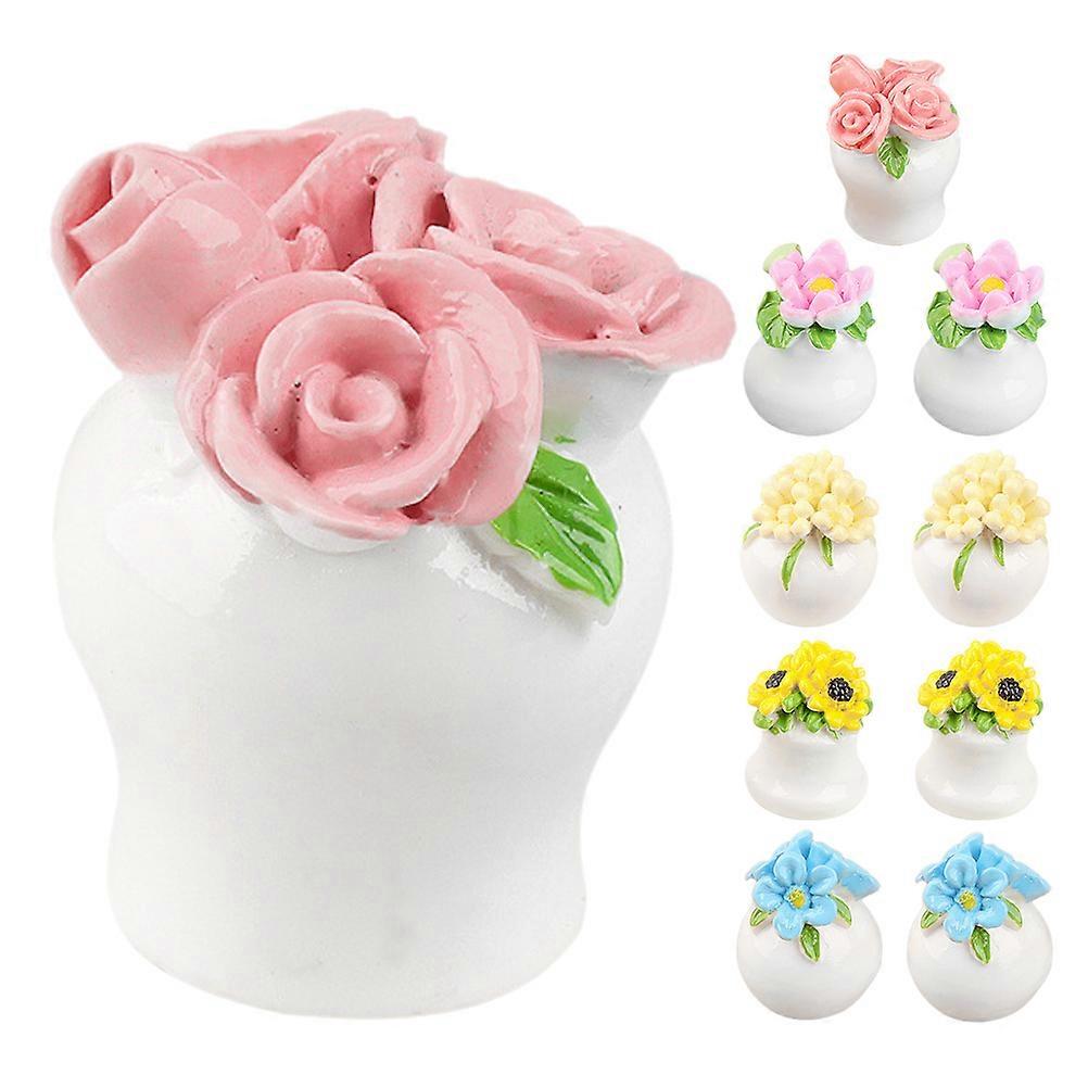 Miniature Potted Plants 10Pcs Resin Assorted Color for Decoration with Compact Realism