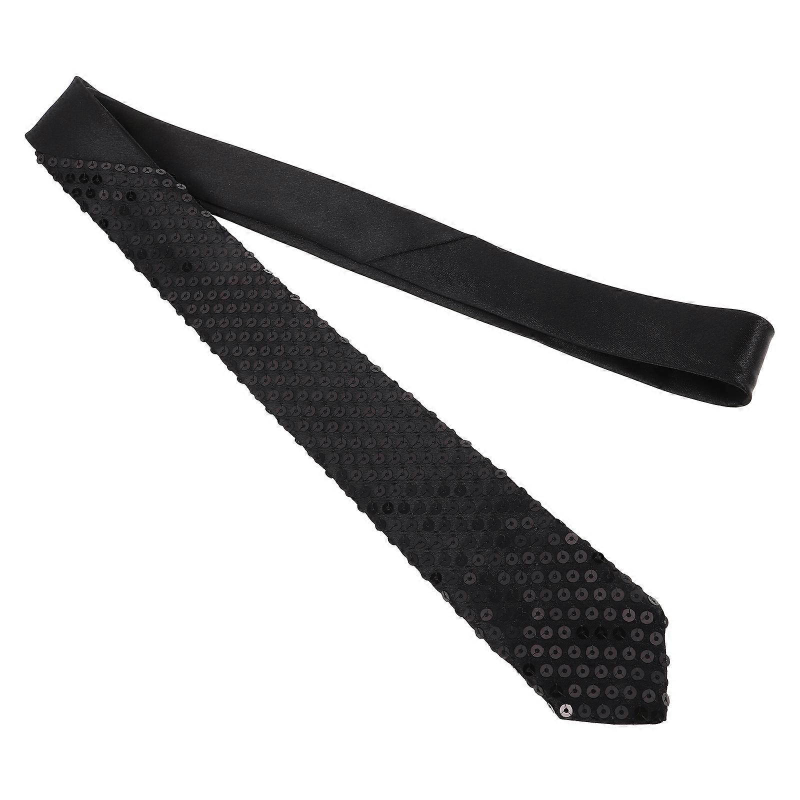 Sequined Tie Versatile Use For Parties Stage Performances Slim Design Black 1Set