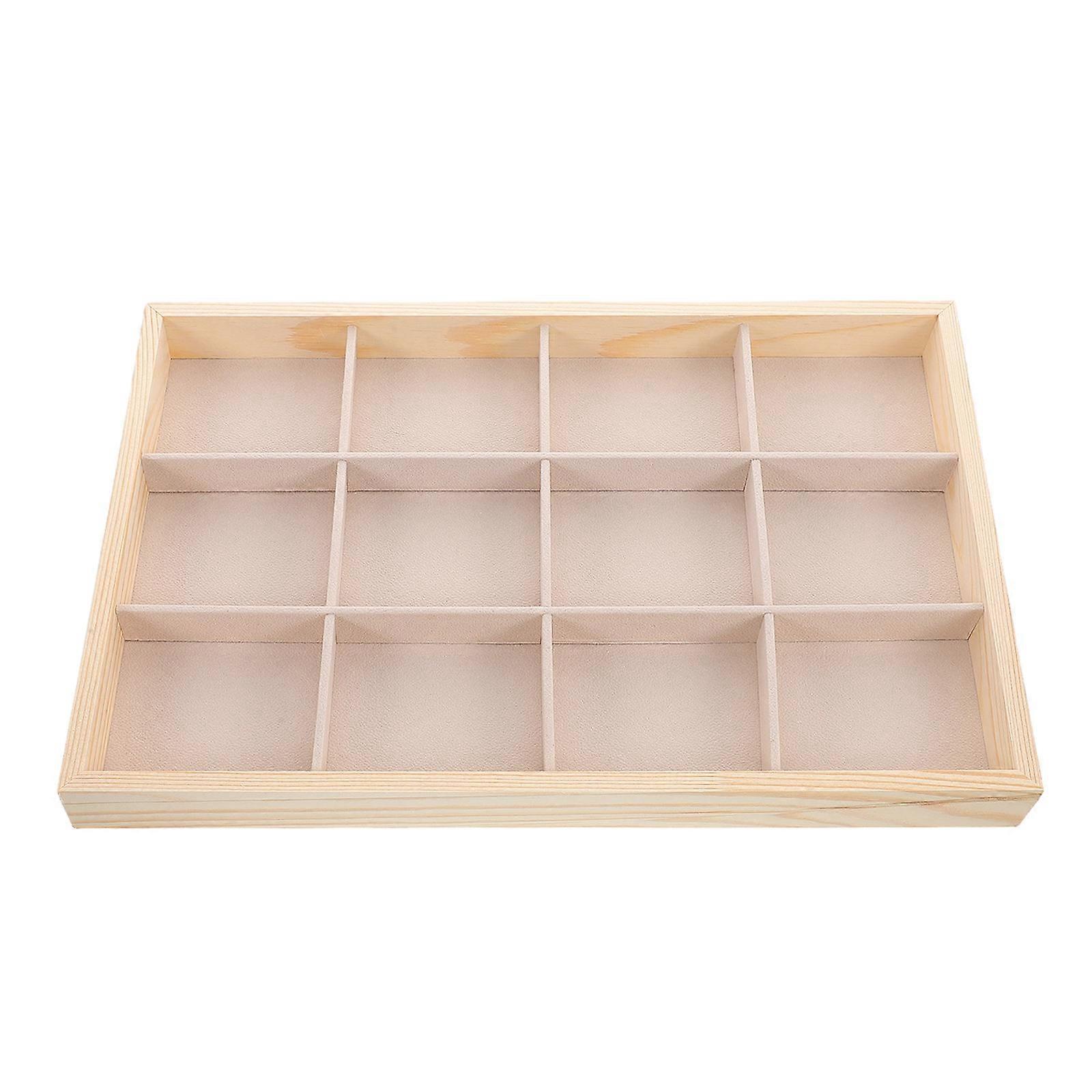 Wooden Sorting Box Sectioned Jewelry Organizer Retail Display Women Crowd 35.00X24.10X3.00CM Multifunctional Design 1Set