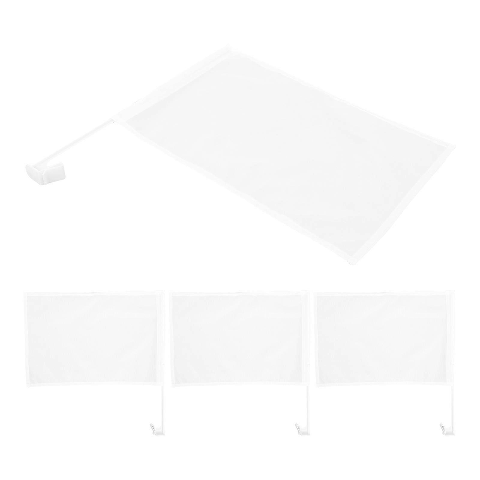 White Car Window Flag Diy For Vehicle Decoration Rectangular Plain 4Pcs