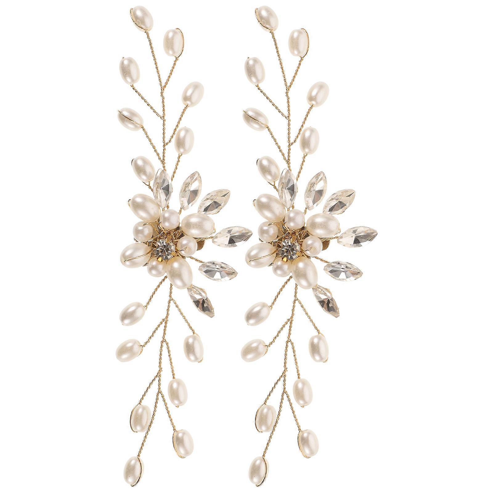 أحذية مجوهرات مقاطع الذهبي حجر الراين سبائك الزنك البلاستيك زهرة شكل الأحذية تزيين حزب المناسبات الخاصة 2 قطعة