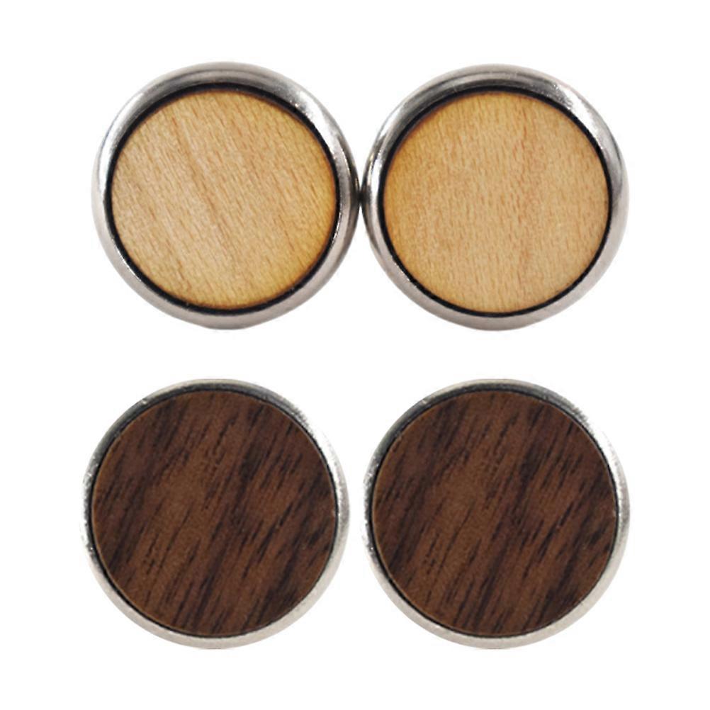 Cardigan Buttons Wooden Round Sleeve Buttons For Shirt Cuff Nails Durable 2 Pairs