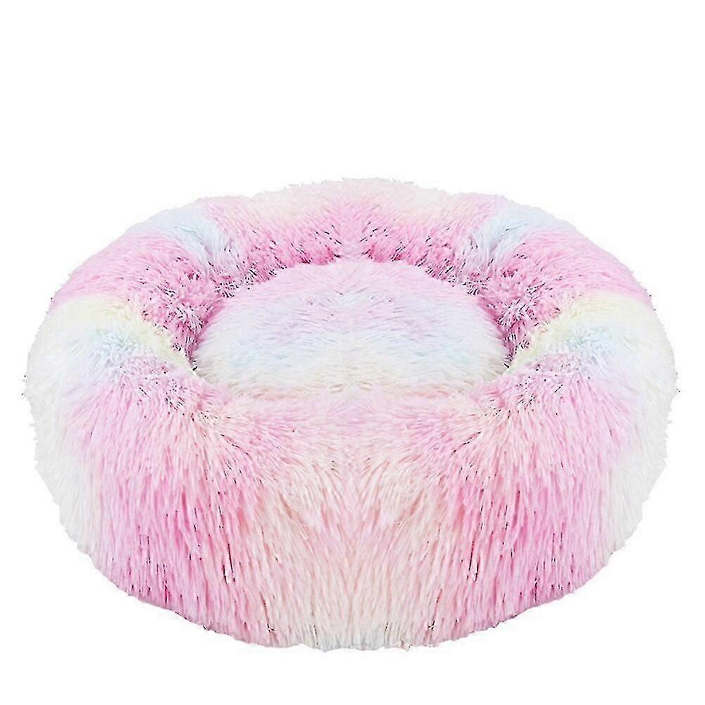 Pet Calming Bed Plush Cat Bed Kennel Dog Soothing Sleeping Sofa Mat Round Rest Blanket