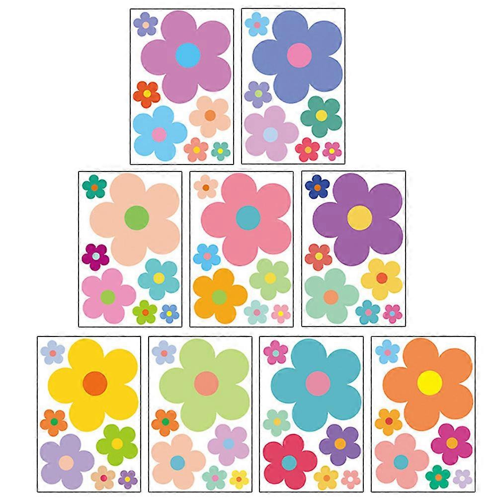 装飾、花、壁、ステッカー、部屋、美化、PVC素材、アソートカラー、17.5x17.5cm、9枚