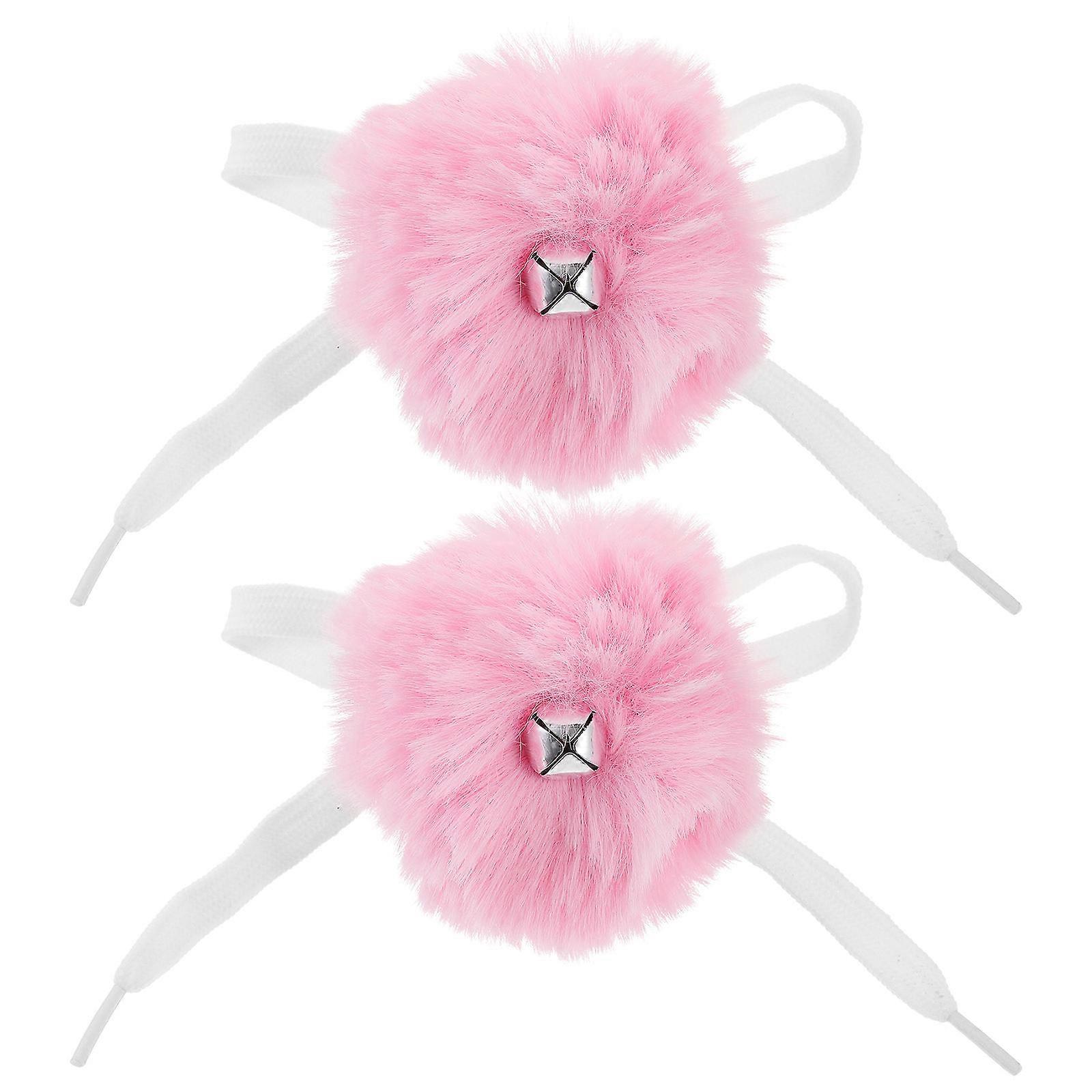 Fuzzy Pompoms Balls Roller Skate Accessories Decorative Sound Making Pink 8X8CM Round Fuzzy Balls 2Pcs